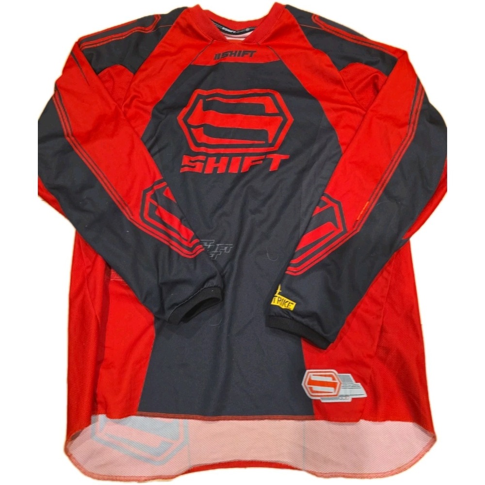SHIFT Racing Motocross Jersey Red Black Size L MX Dirt Bike ATV Gear Strike